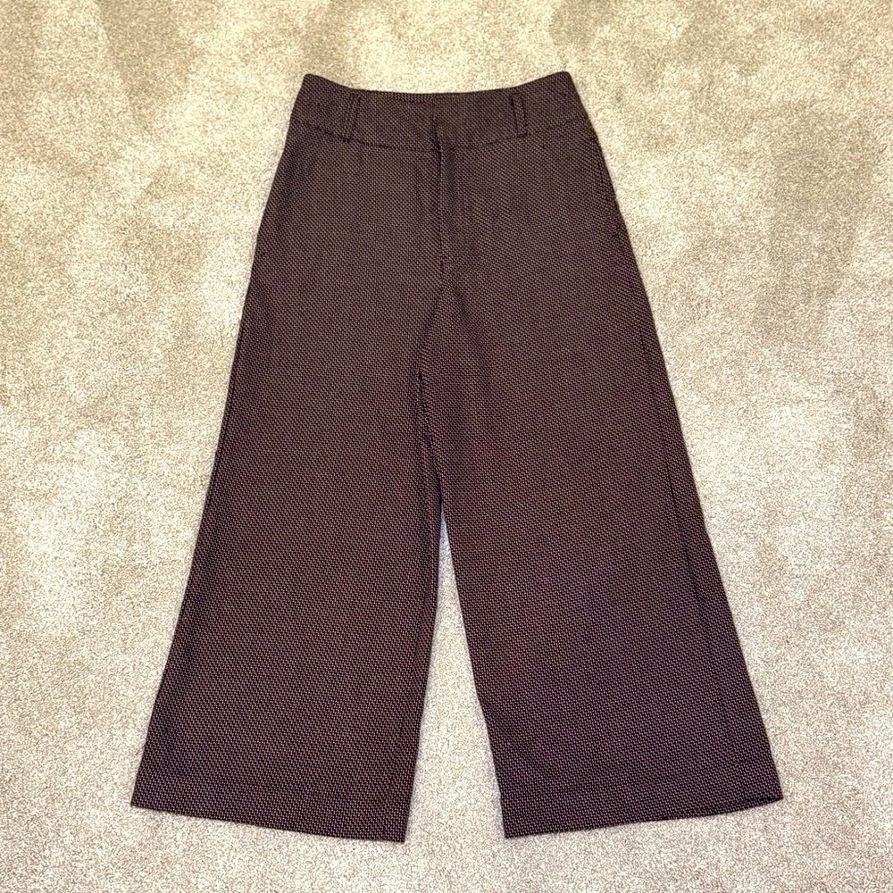 Free People Purple and White Tweed Cropped Wide Leg Pants Size 4 EUC